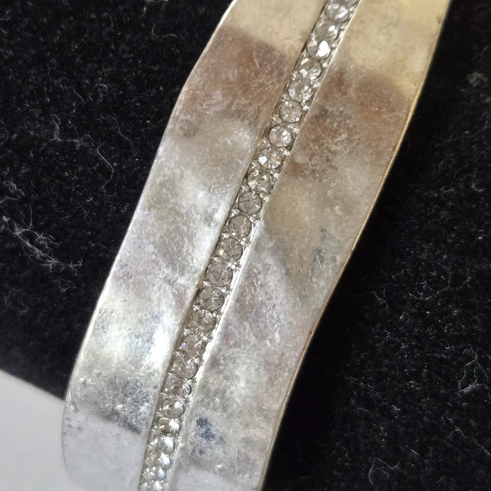 Silver & Rhinestones Bracelet Cuff